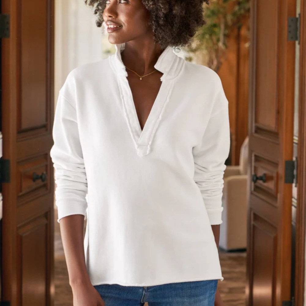 Frank and Eileen Patrick Popover Henley in White